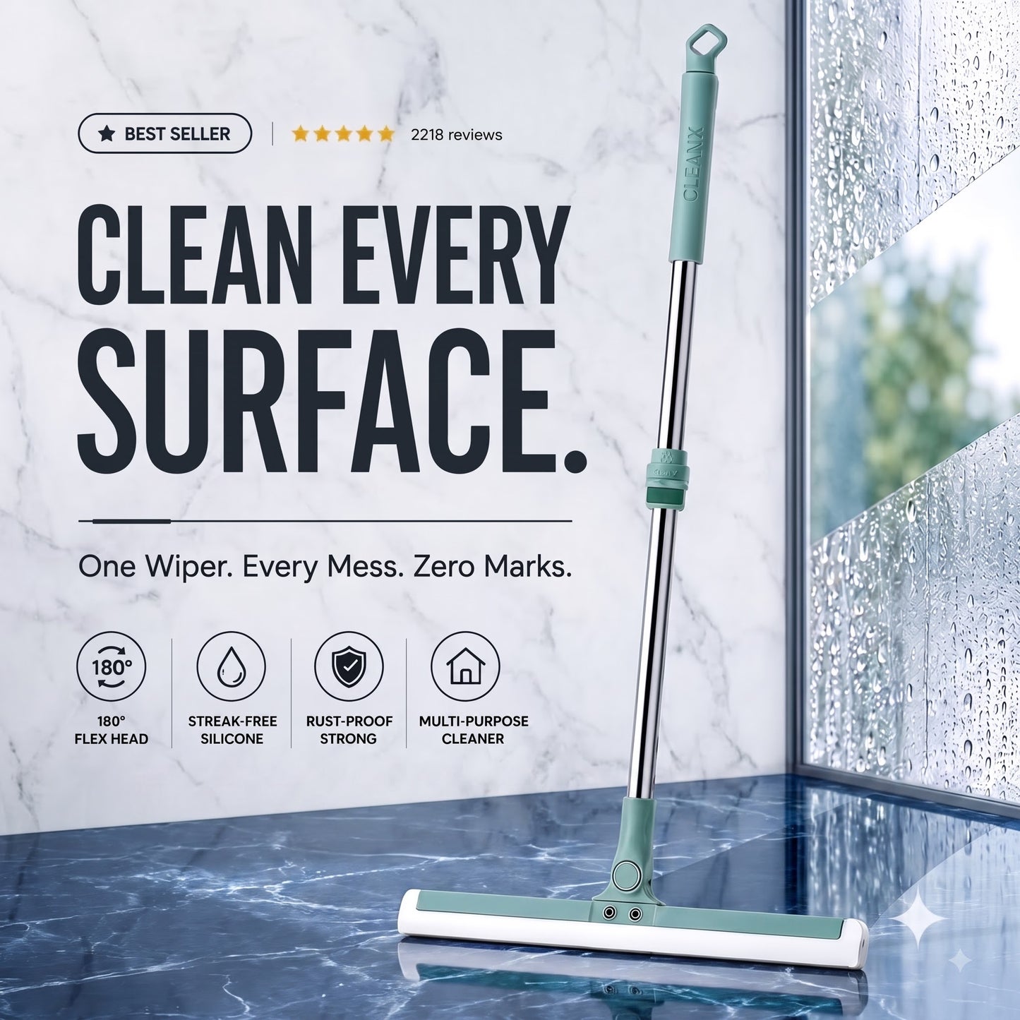 CleanWipe 180° Rotating Floor Wiper – Water, Mud & Dust Cleaner