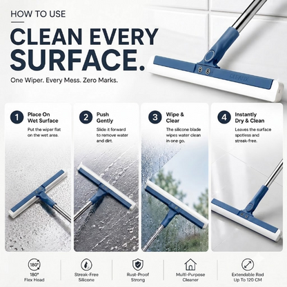 CleanWipe 180° Rotating Floor Wiper – Water, Mud & Dust Cleaner